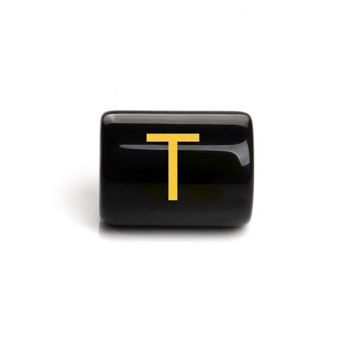 Perles Cylindriques De 26 Lettres De L'alphabet, Breloques En Onyx Noir, Pendentif, Accessoires De Bijoux Pour Bracelets À Faire Soi-Même