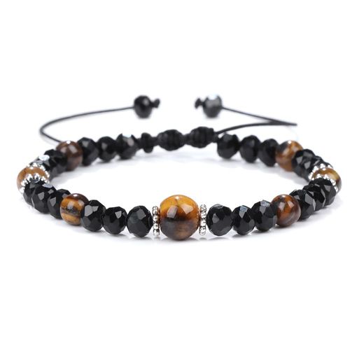 Bracelets En Pierre Améthyste Naturelle Pour Hommes Et Femmes, Bijoux En Cristal Noir, Tressés, Agates, Réglables