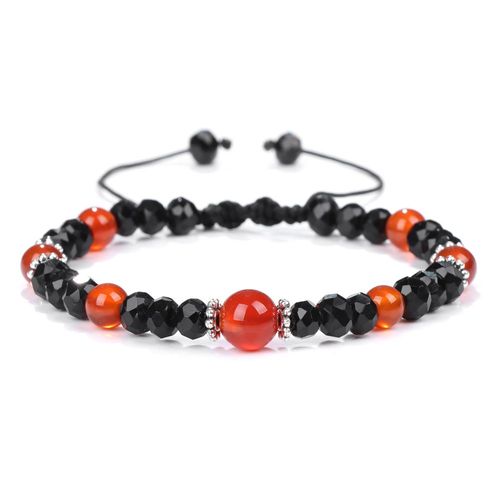 Bracelets En Pierre Améthyste Naturelle Pour Hommes Et Femmes, Bijoux En Cristal Noir, Tressés, Agates, Réglables