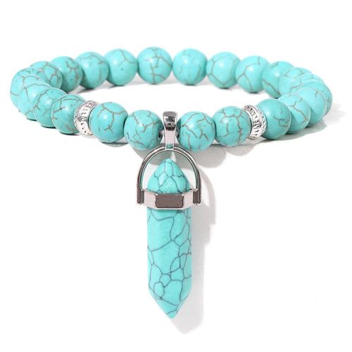 Chimhexagonal Prism Pendentif Bracelet Pour Femme Et Homme, Pierre De Guérison, Perles Howlite Blanches, Bracelet Artificiel Astique, Bijoux Faits À La Main