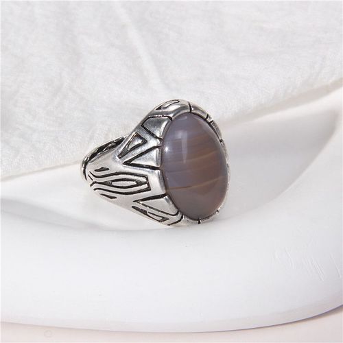 Bagues En Pierre Naturelle Vintage Pour Hommes Et Femmes, Matiques Opale Cabochon, Breloque Réglable, Bijoux Fantaisie, Fête Tribale, Document En Argent