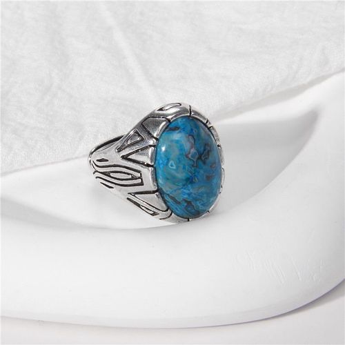 Bagues En Pierre Naturelle Vintage Pour Hommes Et Femmes, Matiques Opale Cabochon, Breloque Réglable, Bijoux Fantaisie, Fête Tribale, Document En Argent