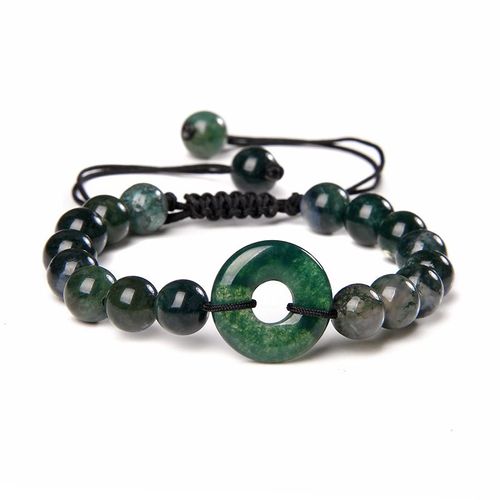 Bracelet En Aventurine Verte Naturelle Pour Hommes Et Femmes, Ulporte-Bonheur, Breloque Tressée, Amulette De Bijoux, Mode, Paix