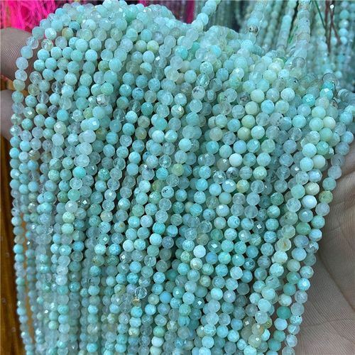Perles De La Rivière Du Ciel, 2/3 Mm, Petite Pierre D'amazonite Naturelle À Facettes, En Vrac, Pour La Fabrication De Bracelets Et De Colliers, Diy