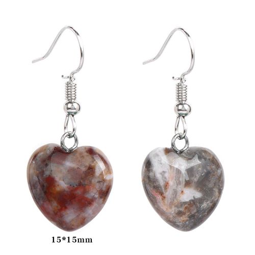 Boucles D'oreilles En Forme De C¿Ur En Cristal Rose, Pendentif En Pierre Naturelle, Quartz Rose, Bijoux Pour Femmes Et Filles