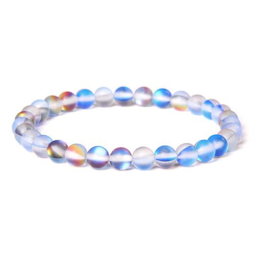 Bracelets En Pierre De Lune Pour Femmes Et Hommes, Bracelet À La Mode, Perles De Verre Arc-En-Ciel, Bijoux Commandés À La Main, Haute Brillance, Fête, 8mm, 256