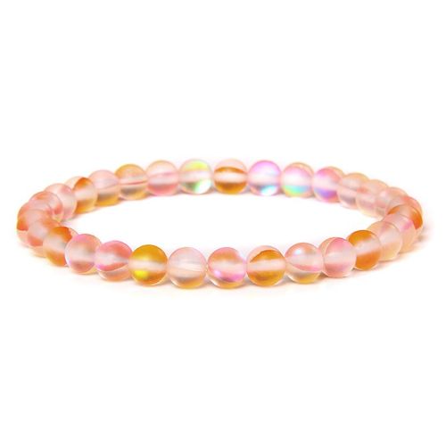 Bracelets En Pierre De Lune Pour Femmes Et Hommes, Bracelet À La Mode, Perles De Verre Arc-En-Ciel, Bijoux Commandés À La Main, Haute Brillance, Fête, 8mm, 256