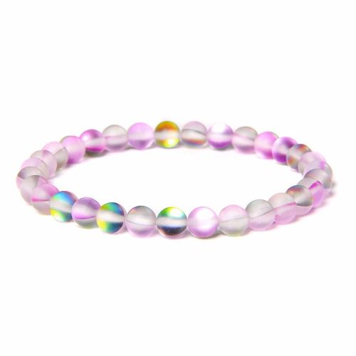 Bracelets En Pierre De Lune Pour Femmes Et Hommes, Bracelet À La Mode, Perles De Verre Arc-En-Ciel, Bijoux Commandés À La Main, Haute Brillance, Fête, 8mm, 256