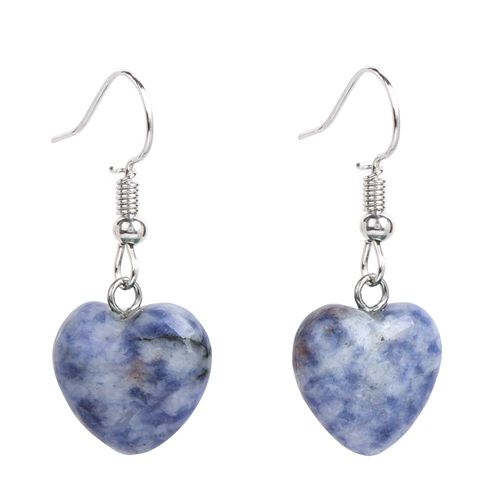 Boucles D'oreilles En Forme De C¿Ur En Cristal Rose, Pendentif En Pierre Naturelle, Quartz Rose, Bijoux Pour Femmes Et Filles