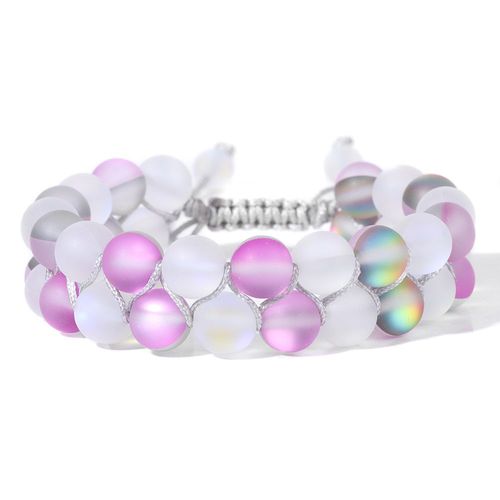Bracelet Double Couche En Pierre De Lune Perlée Pour Femmes Et Hommes, Bracelets Tressés En Cristal De Verre Sirène Brillant, Bijoux