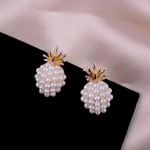 Boucles D'oreilles En Imitation De Perles D'ananas, Mode Coréenne, Petites Boucles D'oreilles Pour Femmes, Accessoires Cool