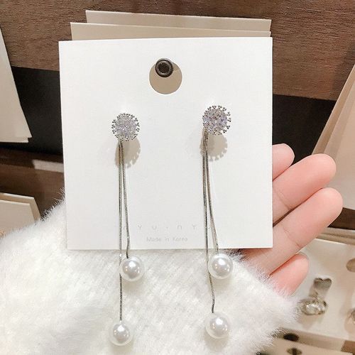 Boucles D'oreilles Pompon Pour Femme, Boucles D'oreilles Pendantes Longues En Forme De Perle, Cristal De Luxe, Boucles D'oreilles Charmantes, Tempérament