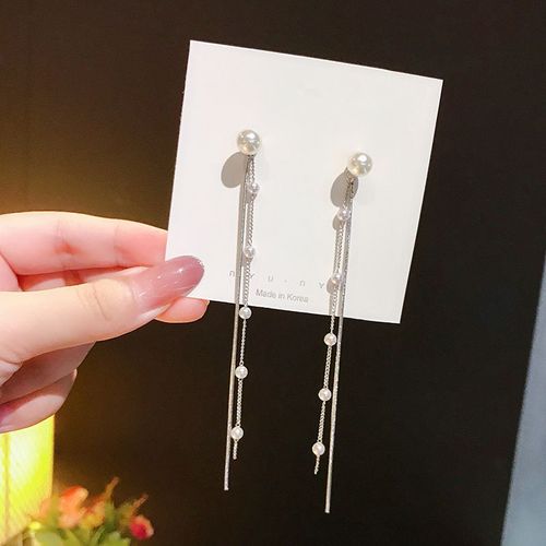 Boucles D'oreilles Pompon Pour Femme, Boucles D'oreilles Pendantes Longues En Forme De Perle, Cristal De Luxe, Boucles D'oreilles Charmantes, Tempérament