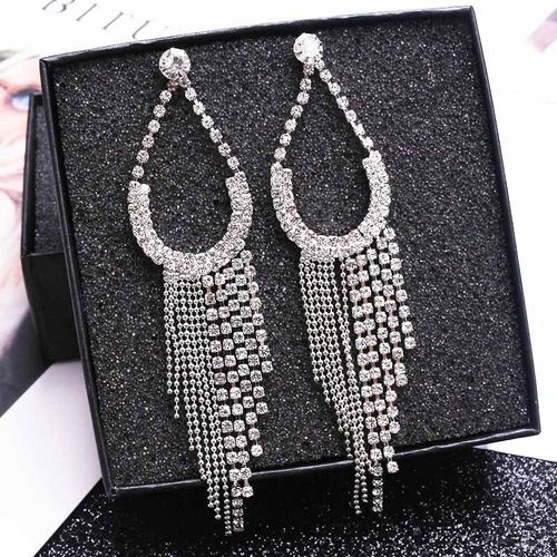 Boucles D'oreilles Pompon Pour Femme, Boucles D'oreilles Pendantes Longues En Forme De Perle, Cristal De Luxe, Boucles D'oreilles Charmantes, Tempérament
