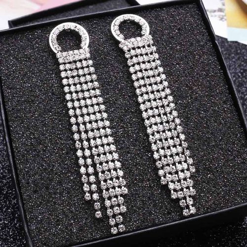 Boucles D'oreilles Pompon Pour Femme, Boucles D'oreilles Pendantes Longues En Forme De Perle, Cristal De Luxe, Boucles D'oreilles Charmantes, Tempérament