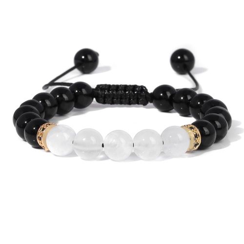 Bracelets Incrustés En Pierre Naturelle Pour Hommes Et Femmes, Bijoux En Onyx Noir, Style Vintage