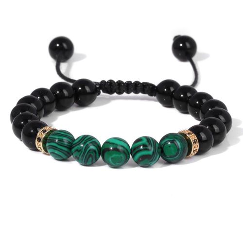 Bracelets Incrustés En Pierre Naturelle Pour Hommes Et Femmes, Bijoux En Onyx Noir, Style Vintage
