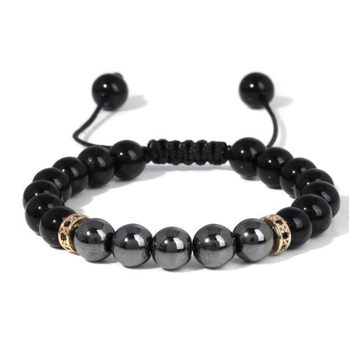 Bracelets Incrustés En Pierre Naturelle Pour Hommes Et Femmes, Bijoux En Onyx Noir, Style Vintage
