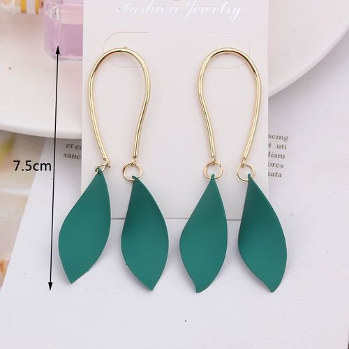 Boucles D'oreilles Pendantes En Cristal De Document Vert Pour Femmes, Fleur, Boucles D'oreilles En Perles, Feuilles De Métal, Cadeau De Fête