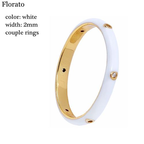 Bagues Brillantes En Zircon Plaqué Or 24k Et Émail Argenté Pour Femmes, Anneaux Ronds Et Simples En Métal, Vente En Gros, Offre Spéciale