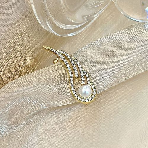Boucles D'oreilles Clous Ailes D'ange En Cristal Pour Filles, Déclaration Géométrique Creuse, Design Créatif, Trucs Sympas, Perle, Document En Or, 1 Pc