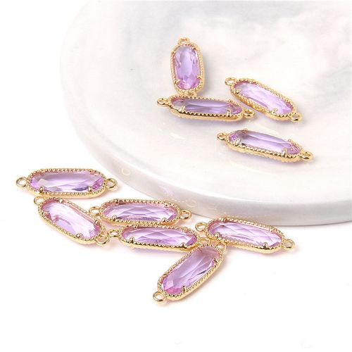 Pendentifs Longs En Améthyste Naturelle Reiki, Connecteurs À 2 Trous, Breloque En Quartz Bleu, Pour La Fabrication De Bijoux, Bracelets Et Boucles D'oreilles, 10 Pièces