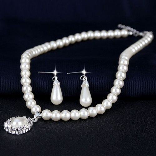 Ensemble De Bijoux En Perles Pour Femmes, Boucles D'oreilles Pendantes En Forme De Goutte D'eau, Bijoux En Perles De Cristal, Colliers De La Présidence