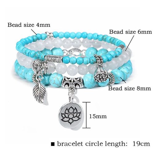 Ensemble De Bracelets En Pierre Naturelle Pour Hommes Et Femmes, Bracelets À Breloques En Cuir Chevelu, Agate Blanche, Ensemble De Bracelets Pour Couples, Yoga, Mala, 3 Pièces