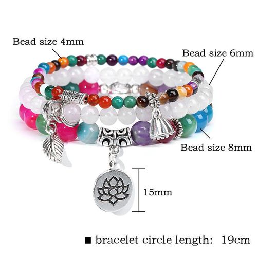 Ensemble De Bracelets En Pierre Naturelle Pour Hommes Et Femmes, Bracelets À Breloques En Cuir Chevelu, Agate Blanche, Ensemble De Bracelets Pour Couples, Yoga, Mala, 3 Pièces