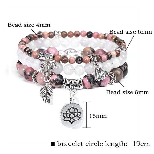 Ensemble De Bracelets En Pierre Naturelle Pour Hommes Et Femmes, Bracelets À Breloques En Cuir Chevelu, Agate Blanche, Ensemble De Bracelets Pour Couples, Yoga, Mala, 3 Pièces