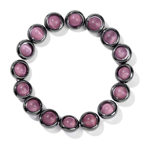 Bracelet En Perles ¿Il De Chat Blanc Pour Femmes, Bijoux En Hématite, Donuts, En Pierre Naturelle, Élastique, À La Mode