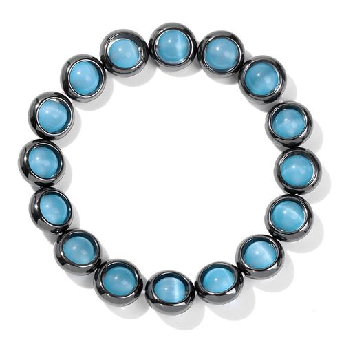 Bracelet En Perles ¿Il De Chat Blanc Pour Femmes, Bijoux En Hématite, Donuts, En Pierre Naturelle, Élastique, À La Mode