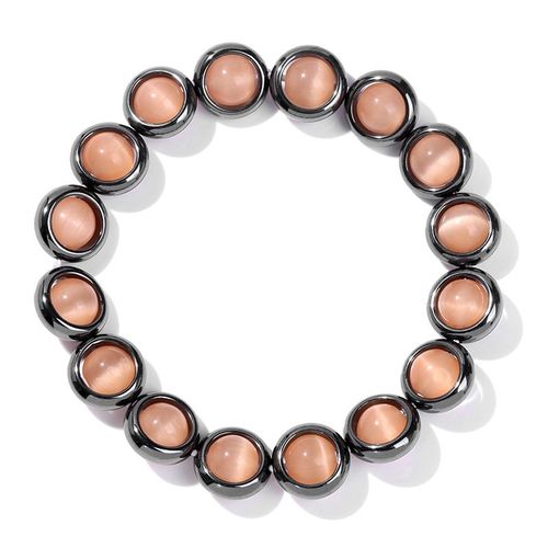 Bracelet En Perles ¿Il De Chat Blanc Pour Femmes, Bijoux En Hématite, Donuts, En Pierre Naturelle, Élastique, À La Mode