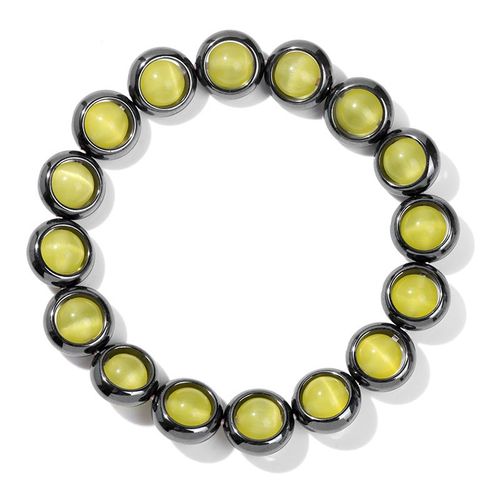 Bracelet En Perles ¿Il De Chat Blanc Pour Femmes, Bijoux En Hématite, Donuts, En Pierre Naturelle, Élastique, À La Mode