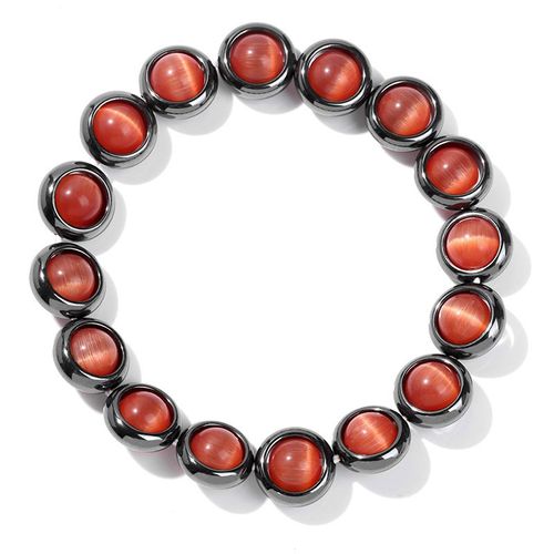Bracelet En Perles ¿Il De Chat Blanc Pour Femmes, Bijoux En Hématite, Donuts, En Pierre Naturelle, Élastique, À La Mode