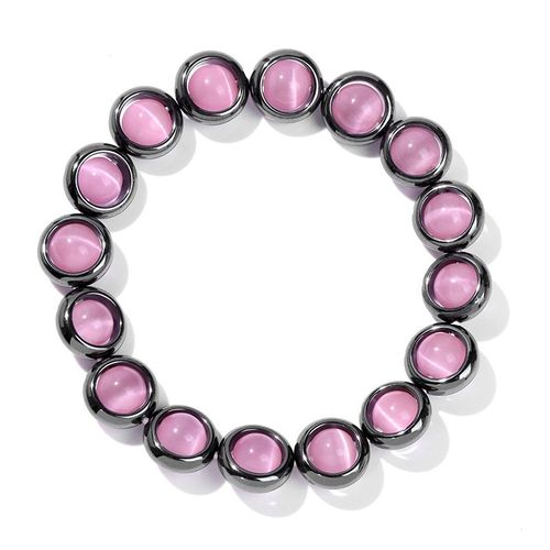 Bracelet En Perles ¿Il De Chat Blanc Pour Femmes, Bijoux En Hématite, Donuts, En Pierre Naturelle, Élastique, À La Mode