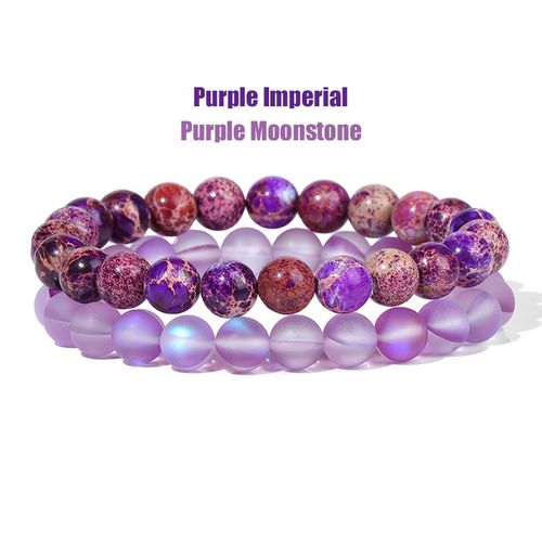 Ensemble De Bracelets En Fluorite Violette Pour Hommes, 2 Pièces, Bracelet En Pierre D'améthyste Naturelle, Breloque Extensible, Bijoux Faits À La Main