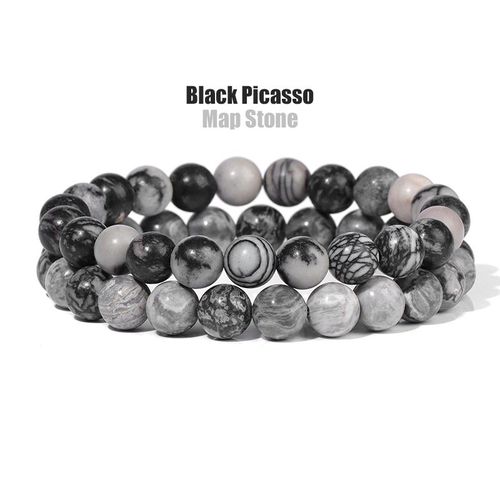 Ensemble De Bracelets En Fluorite Violette Pour Hommes, 2 Pièces, Bracelet En Pierre D'améthyste Naturelle, Breloque Extensible, Bijoux Faits À La Main