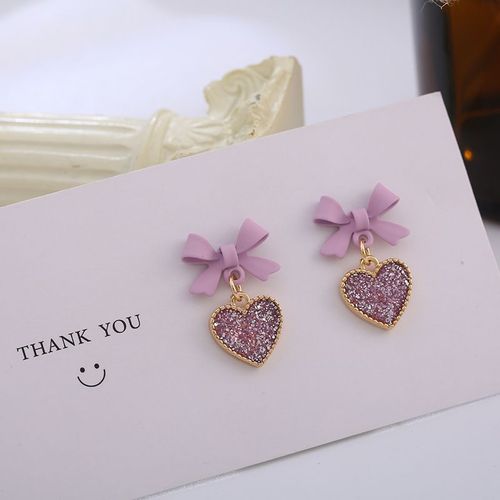 Boucles D'oreilles En Forme De C¿Ur Pour Filles, Bijoux À Strass, Violet, Amour, Goutte D'eau, Nouvelle Tendance 2023