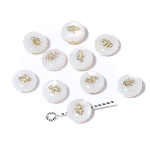 Breloques En Nacre Ronde Blanche, Motif Mignon, Pendentif En Nacre, Accessoire De Bijoux De Direction, Bracelet Et Collier À Faire Soi-Même, 1-10 Pièces
