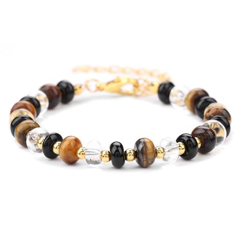 Bracelet De Perles Rondelles En Pierre Naturelle Pour Femmes, Bijoux À La Mode, Breloques En Cristal Blanc, ¿Il De Tigre, Cadeaux Pour Amis