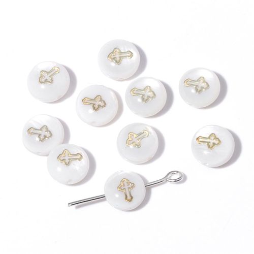 Breloques En Nacre Ronde Blanche, Motif Mignon, Pendentif En Nacre, Accessoire De Bijoux De Direction, Bracelet Et Collier À Faire Soi-Même, 1-10 Pièces