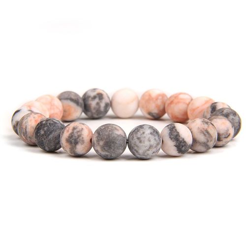 Bracelets En Pierre Zèbre Rose Naturelle Givrée, Perles Rondes, Pour Femmes, Yoga, Élastique, Fait À La Main, Bijoux, Cadeaux Pour Femmes