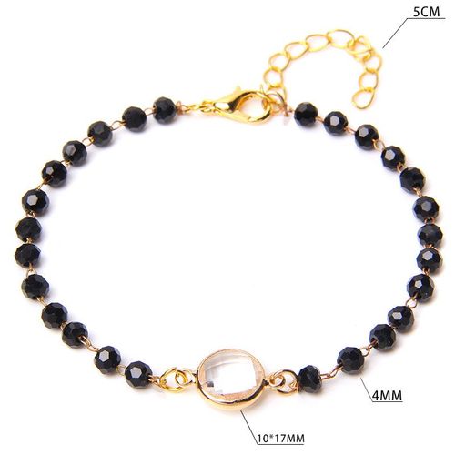 Bracelets À Breloques Ajustables En Pierre Naturelle Pour Femmes, Perles En Cristal Onyx Noir, En Alliage, À Chaîne Fine, Bijoux Reiki