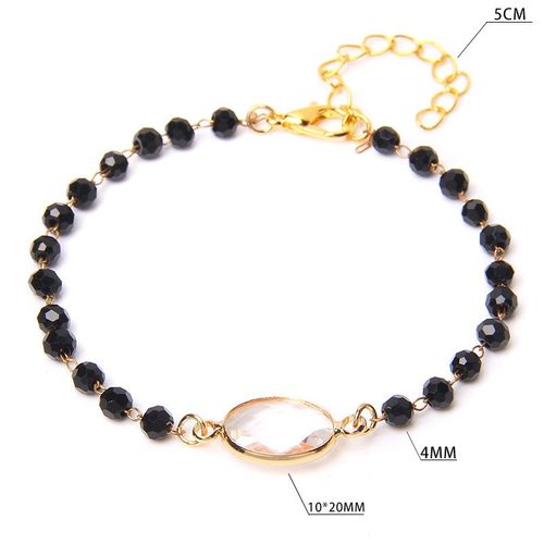 Bracelets À Breloques Ajustables En Pierre Naturelle Pour Femmes, Perles En Cristal Onyx Noir, En Alliage, À Chaîne Fine, Bijoux Reiki