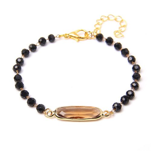 Bracelets À Breloques Ajustables En Pierre Naturelle Pour Femmes, Perles En Cristal Onyx Noir, En Alliage, À Chaîne Fine, Bijoux Reiki