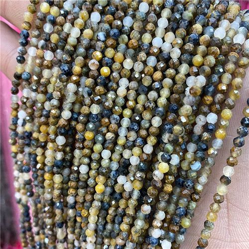 Lot De Perles Micro-Facettes Aigue-Marine Grade A, Pierre De Lune Grise, Brin De Perles En Verre, Collier De Bijoux De Bricolage, 15.5 Po, 2mm, 3/4mm, En Vrac