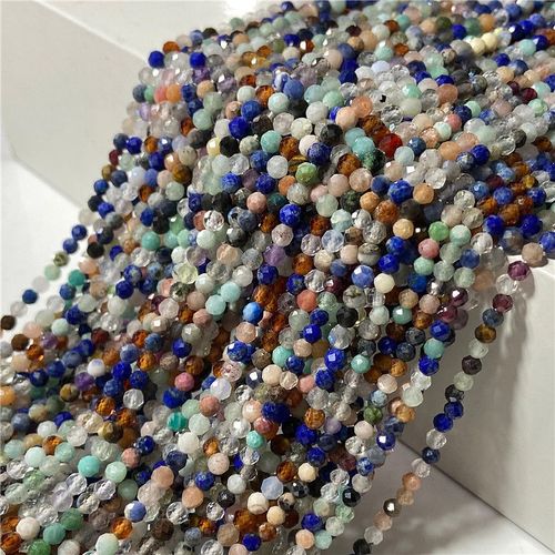 Perles En Pierre De Mica Violette Naturelle, Petite Perle À Facettes 3 /4 Mm, Brin De Tourmaline Rouge Pour La Fabrication De Bracelets De Bijoux Diy, Vente En Gros