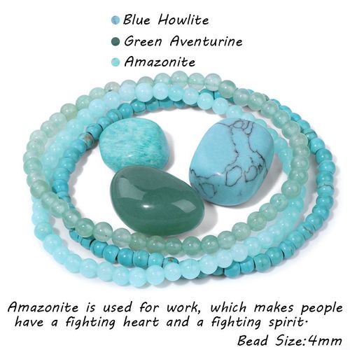 Ensemble De 3 Bracelets D'énergie Pour Femmes Et Hommes, Avec Pierre Brute, Cristal D'amazonite Naturelle, Bijoux, Équilibre De Yoga