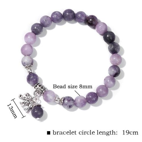 Bracelets À Breloques En Forme D'éléphant Porte-Bonheur Pour Femmes, En Pierre Naturelle, Angelites, Améthystes, Perlé, Cadeau Énergétique